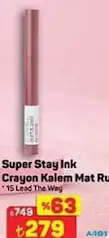 MAYBELLİNE SUPER STAY INK CRAYON KALEM MAT RUJ fiyat ve kampanya bilgisi